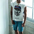 Custom Men's Summer Tank Top 100% Cotton O-Neck Sleeveless Design Breathable Knitted DTG Printed White Casual Tee