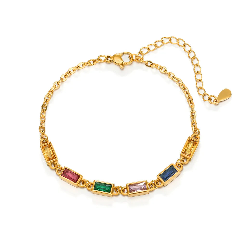 18k Gold Plated Stainless Steel Hyperbole Miami Thick Cuban Curb Link Green Chunky Bracelet Null for Women Bracelets Jewelry