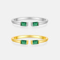 FUAMAY Fashion Gold Plated 925 Sterling Silver Simple Ring Minimalist Green Zircon Square Ring