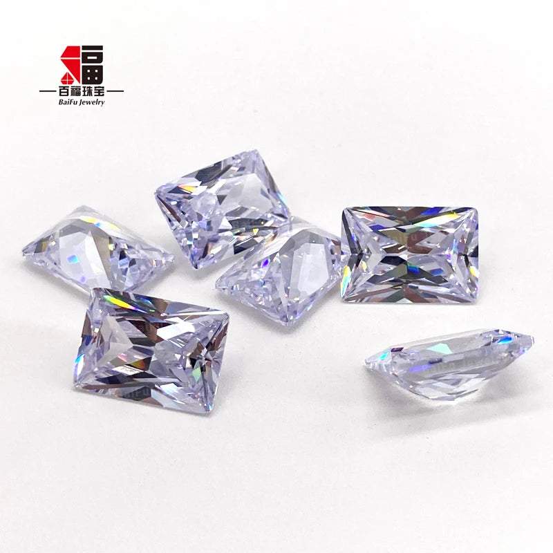 BaiFu Jewelry Big Size Rectangle Shape White Synthetic Cubic Zirconia Stones