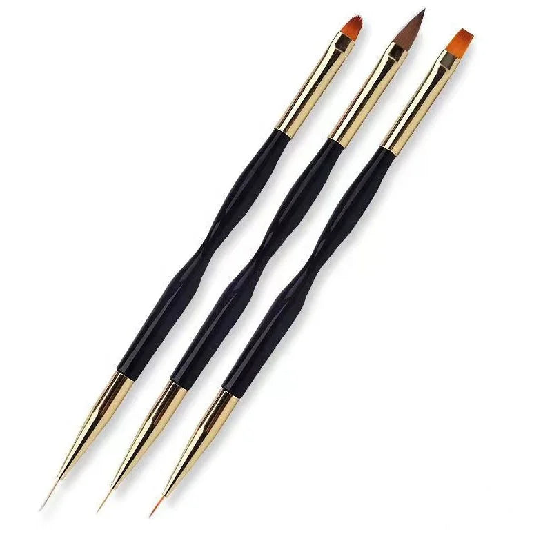 Hot Sale Double Head 3 Pcs Nail Drawing Pen Set Nail Art Brush Painting Drawing Liner Manicure Tool