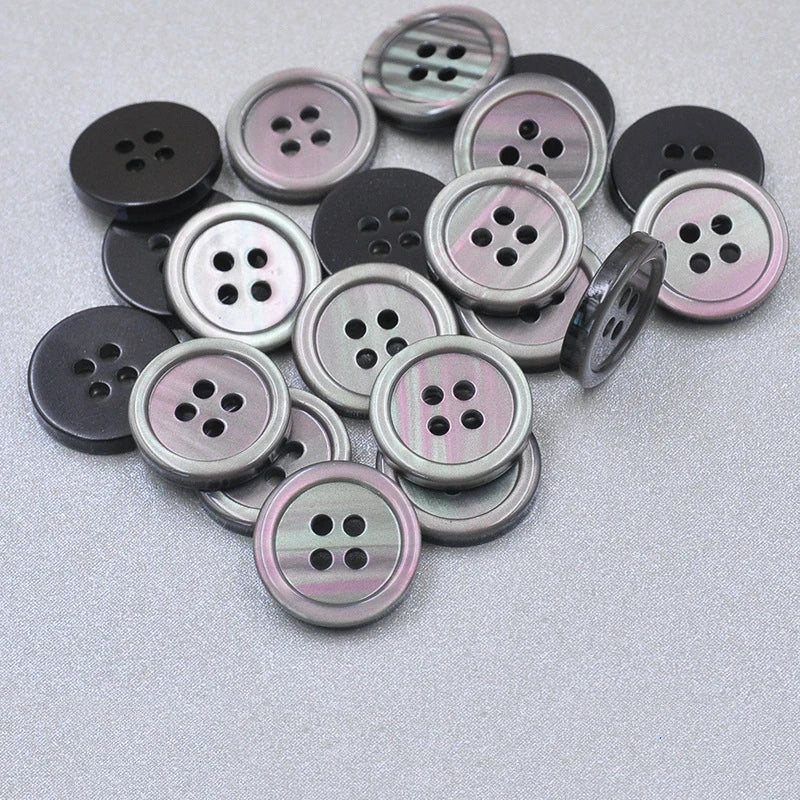 Custom Brand Logo White Resin Pearl Effect Shirt Buttons Fashion 4-Hole Design