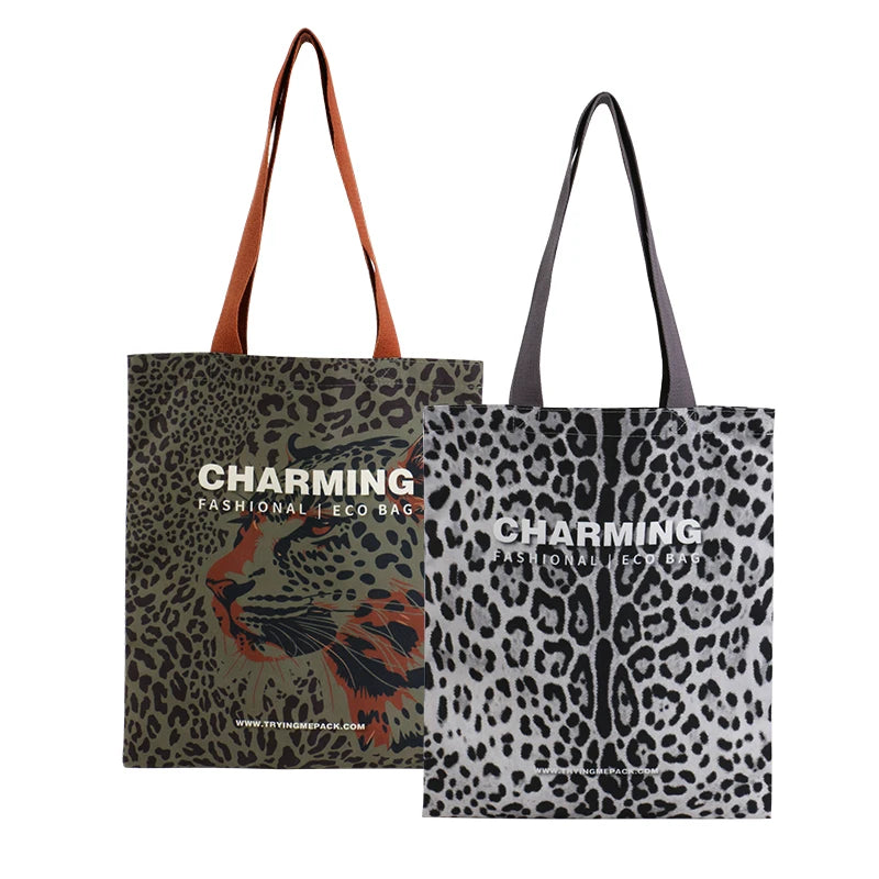 Custom Small Leopard Print Fashion Shoulder Canvas Bag for Female Students Multi-purpose