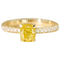 RUYI Fine Jewelry Customization Engagement Yellow Crushed Ice Fancy Vivid Yellow Cushion 1ct 18K Diamond Wedding Gold Rings