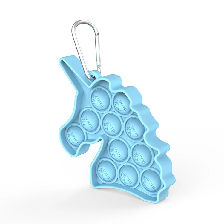 Simple Dimple Unicorn Key Ring Mental Arithmetic Desktop Puzzle Toy Silicone Push Pop Kids Fidget Keychain