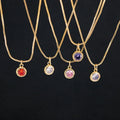 NZ1411 Simple Dainty 18k Gold Plated Multicolored Crystal Cubic Zirconia CZ Diamond Round Solitaire Charm Pendant Chain Necklace