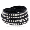 Trendy 4 Rows Cow Genuine Leather Cuff Bracelet with square Rivets