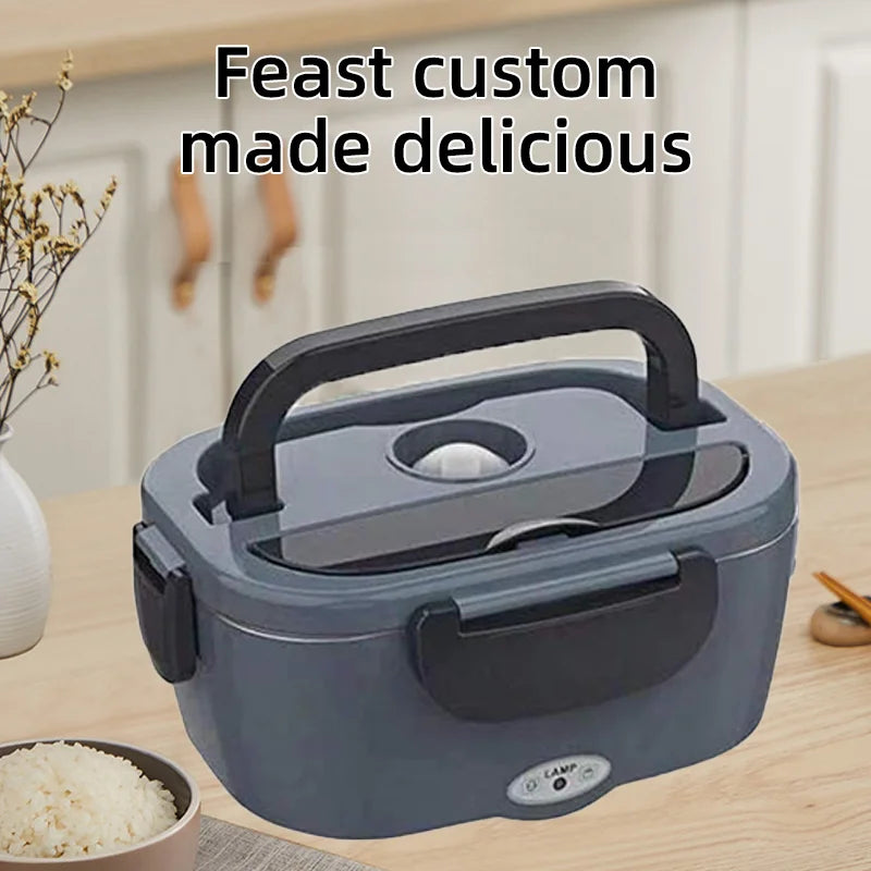 Electric Lunch Box for Adults Portable Battery-Powered with Timer Function 1.1-2.0L Capacity for Car Use