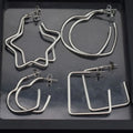 Fashion Stainless Steel Geometric Star Heart square Dangle Hoop Earring Jewelry Earrings Hoops for Women