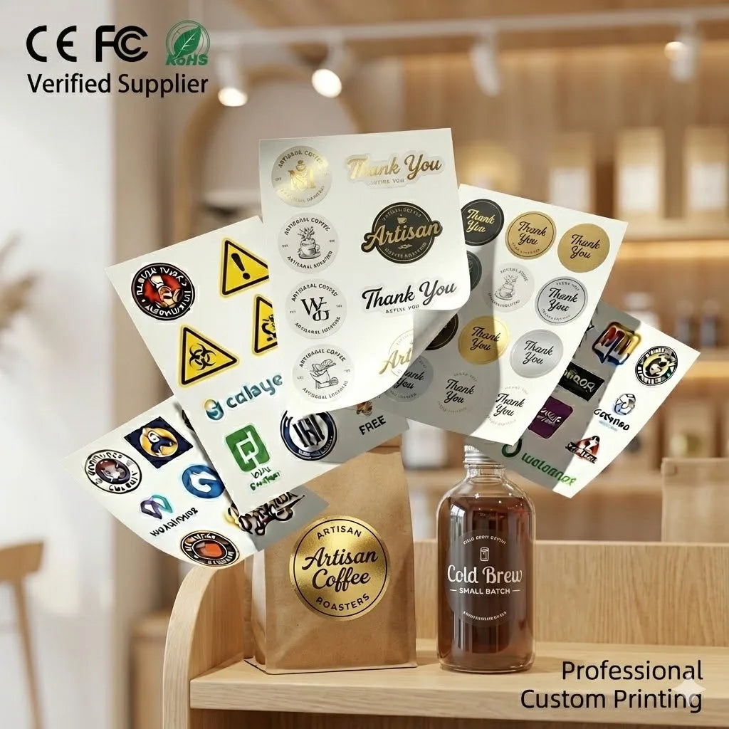 Custom Product Labels for Retail Packaging Personalized Brand Logo Stickers Promotional Thank You Decals Gold Foil Printing