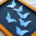 Wholesale Natural Blue Chalcedony 3D Butterfly Wings Gemstone Carving Handmade Sculpture Crystal Healing Stone Love Fashion