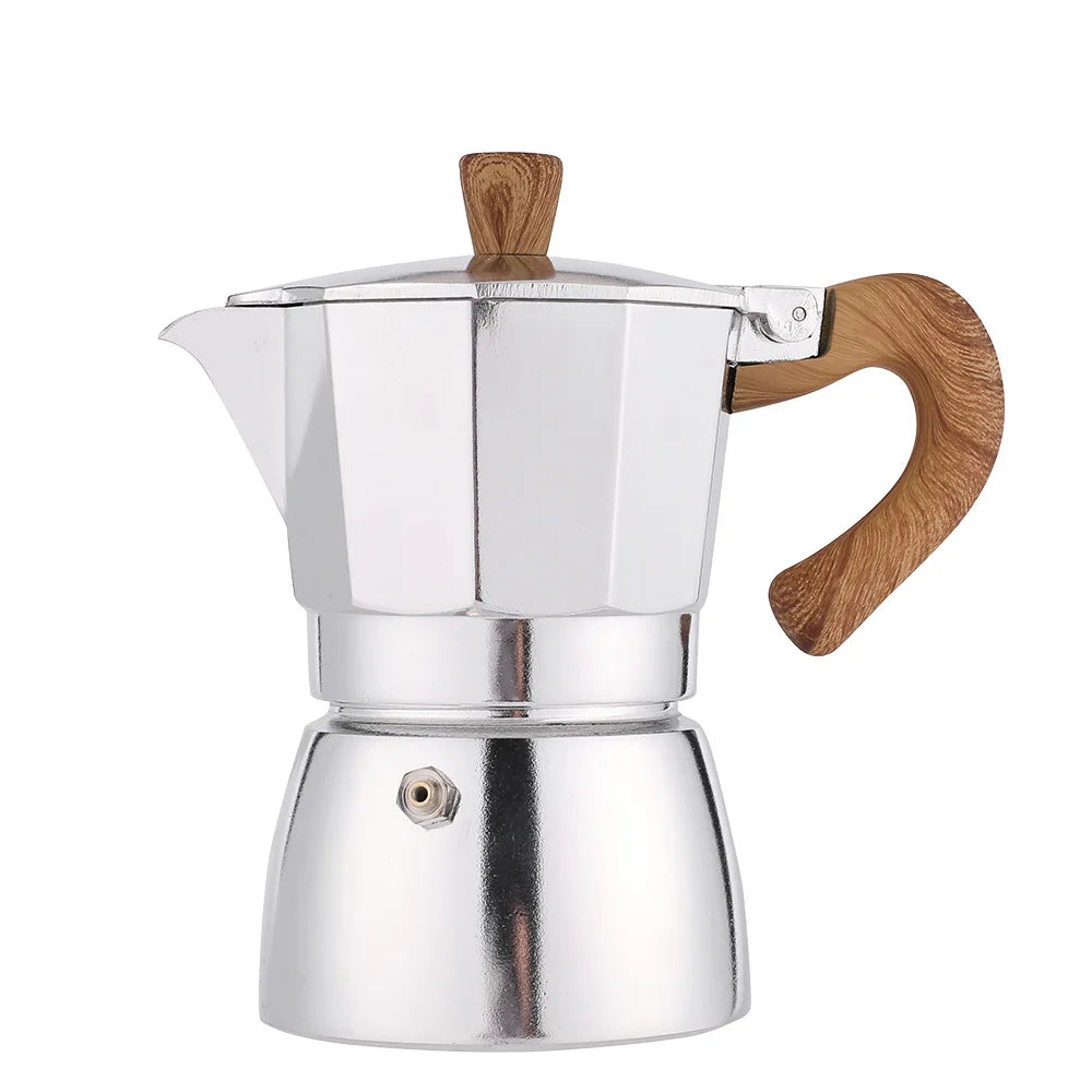 Huiqian Hot Selling Italian Aluminum 3/6cup Moka Coffee Pot Thickened European Octagonal Moka Pot Coffee Maker Tools