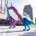 Geometric Section Outdoor Theme Park Decoration Giant Resin Fiberglass Modern Hand-painted Dinosaur Statue Art Collectible