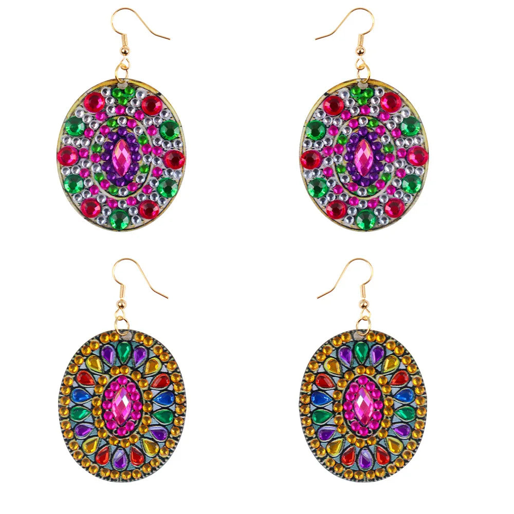 Diy Creative Crafts Painting by Diamond Jewelry Making Kits 5D Handmade Drop Mandala Earrings