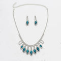 Vintage Silver Jewelry Set for Women Marquise Loop Wedding Rhinestone Necklace and Earrings for Parties