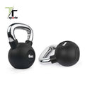 TTSPORTS Cheaper Price Custom Logo Black Rubber Coated Cast Iron Competition Kettebells With Chrome Handle