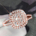 CAOSHI Hot Selling Luxury Imitated Moissanite Geometry Design Rose Gold Plated Rings for Wedding Engagement Rings Women Jewelry