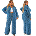 Y218552 High Quality Plus Size Women Denim Sets Long Sleeve Denim Jacket and Jeans Pants Two Piece Set Women Clothing