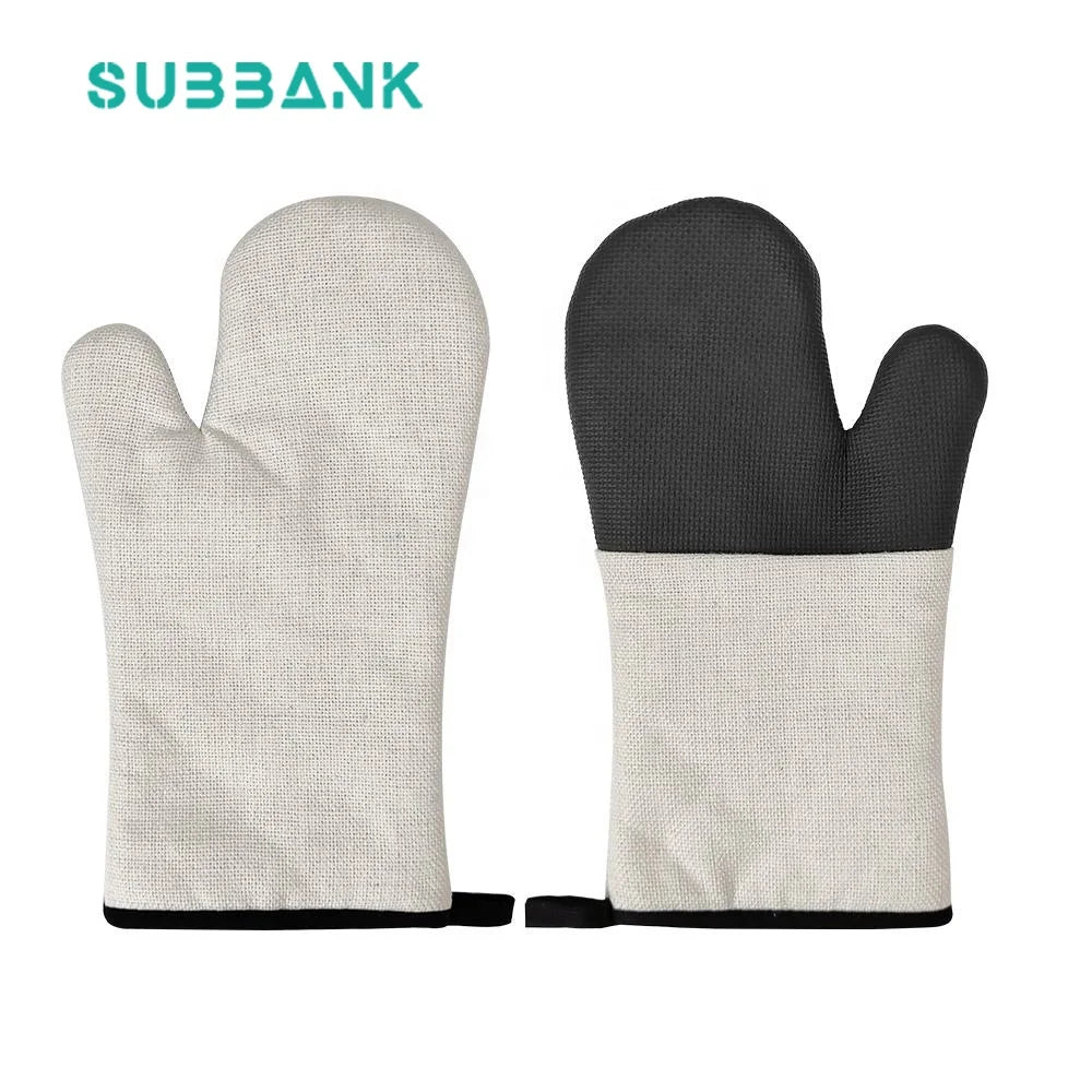 Subbank Sublimated Gloves Blanks Custom Logo Printable Linen Mitten Heat Resistant Gloves Sublimation Oven Mitt