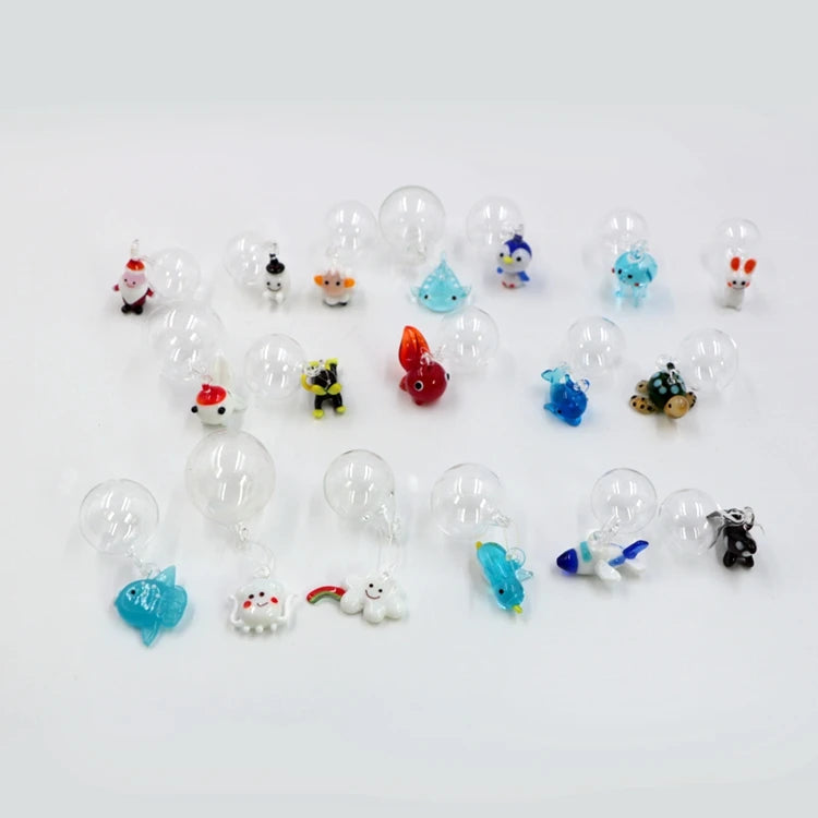 Mixed Designs Lampwork Murano Bubble Glass Animal Figurines Floating
