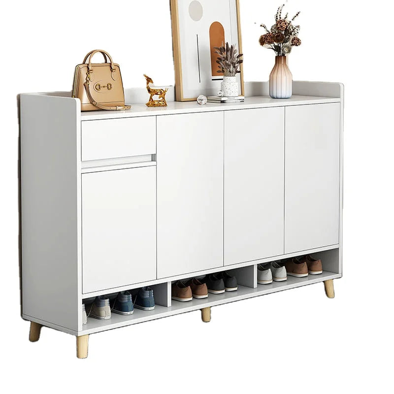 Modern Simple Gray Multi-Layer Wooden Shoe Cabinet Firefly Dust Shield Shoe Shelf for Home Entry Apartment Living Room Furniture