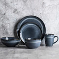 Factory Wholesales Nordic Blue Reactive Glaze Handpainted logo Ceramic Dishes Plates for Gift and Family