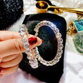 CAOSHI Silver Plated Wholesale Price 5.5cm Round Circle Shiny CZ Diamond Crystal Rhinestone Girls Big Hoop Ladies Earrings