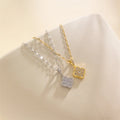 Wholesale New Women Luxury Stainless Steel 18k Gold Plated Necklace Luxury Diamond Flower Necklace