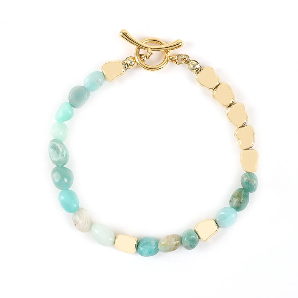 ZMZY Bohemia Irregular Gravel Natural Stone Bracelet Healing Blue Fluorite Women OT Clasps Reiki Crystal Gift