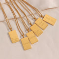 Customizable Gold-Plated Stainless Steel Initial Rectangle Letter Pendant Necklace Square Engraved Design for Weddings Gift