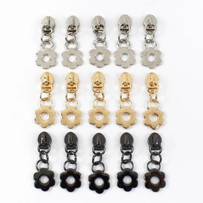Deepeel ZT181 5# Luggage & Garment Accessories Zinc Alloy Zipper Sliders for Nylon Zippers Head Plum Flower Zipper Pull Head