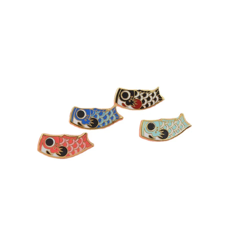 Hot Couple Carp Cartoon Decorative Brooch Collar Pin Enamel Creative Badge Metal Horse Thorn Needle Collar Pin
