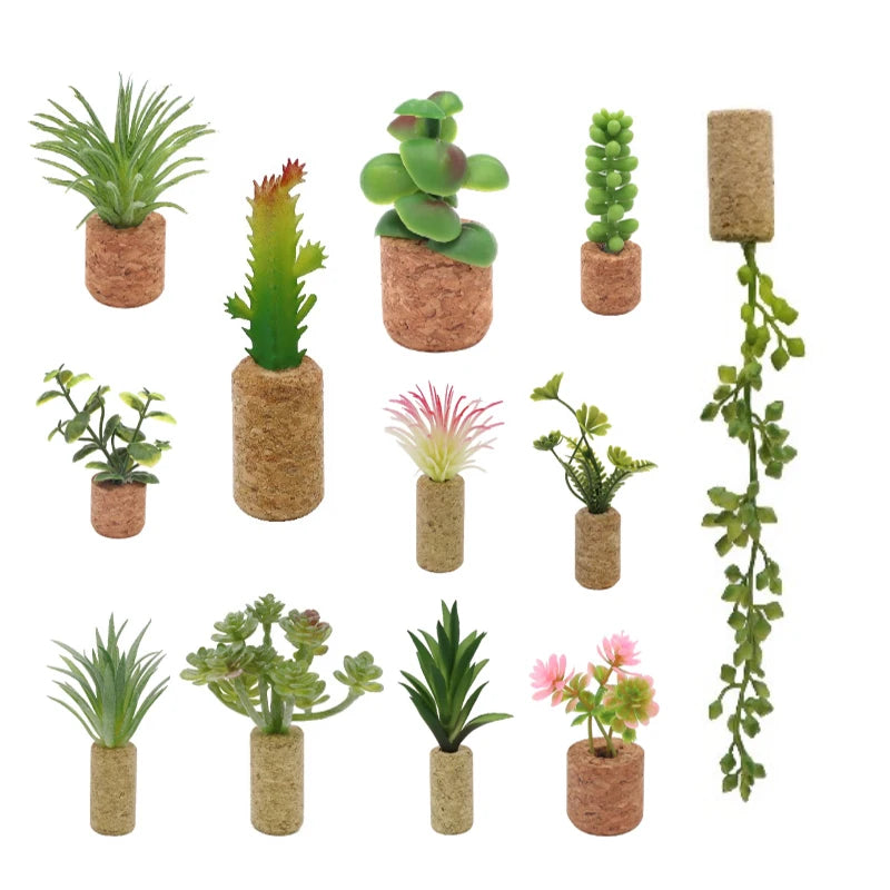 Greatflower Fridge Magnets Mini Succulent Artificial Plants Refrigerator Magnets Potted Cute Multicolor Home Office Fridge Car