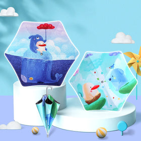 New Rounded Corner Kids Umbrella Custom-made Straight Children's Umbrella Umbrella with Logo Manual Vinyl