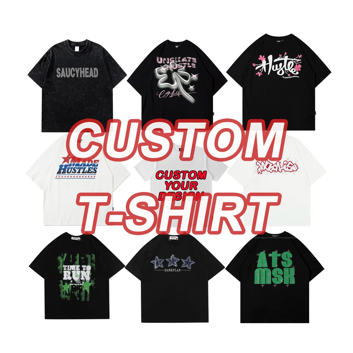 Custom Logo Cotton Printed Embroidery T-Shirt Unisex Oversized Acid Wash Screen Print Streetwear T-Shirt Washed Embossed T Shirt