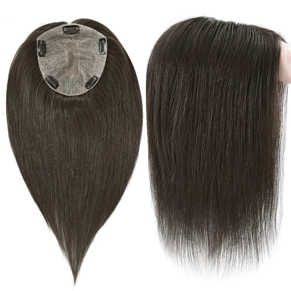 LONGFOR Wholesale Bone Straight Human Hair Lace Toupee for Women Hair Customize Skin Base Human Hair Topper Lace  with Clips