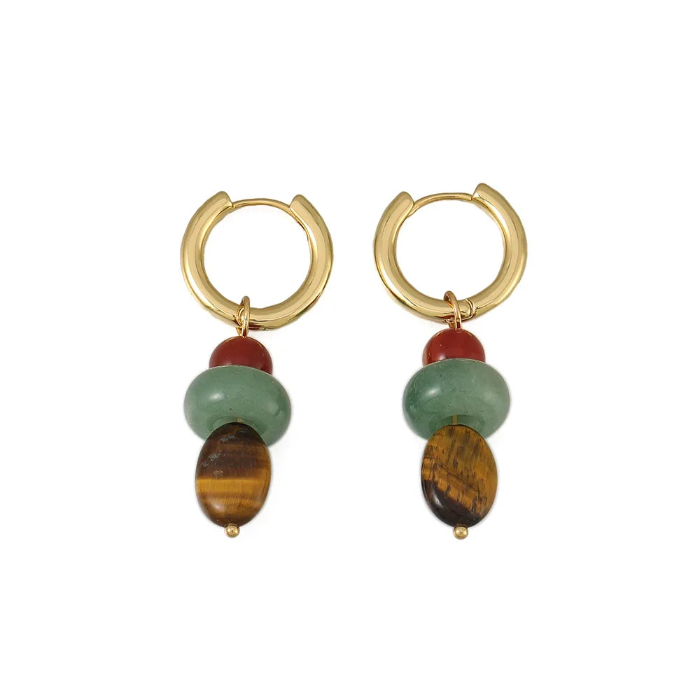 Shescity Trendy INS Style Designer Gold Plated Drop Earrings Natural Stone Jewelry Women Drop Earrings for Gifts