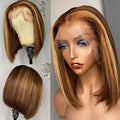 Wholesale Human Hair Lace Frontal Wigs Transparent Hd Highlight Brazilian Human Hair Short Bob Wig for Black Women