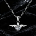 S925 Sterling Silver Angel Wings Inlaid 0.5 Carat Moissanite Pendant Necklace Women's Engagement Wedding Gift
