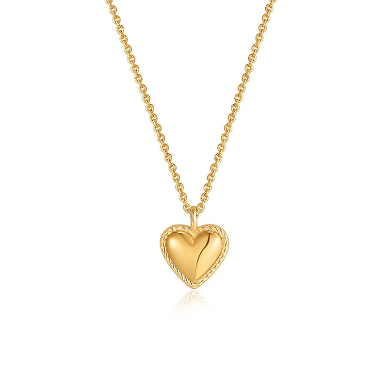 Vintage 925 Sterling Silver Valentine's Day Custom Chain Fine Jewelry Gold Plated Rope Heart Pendant Necklaces for Women