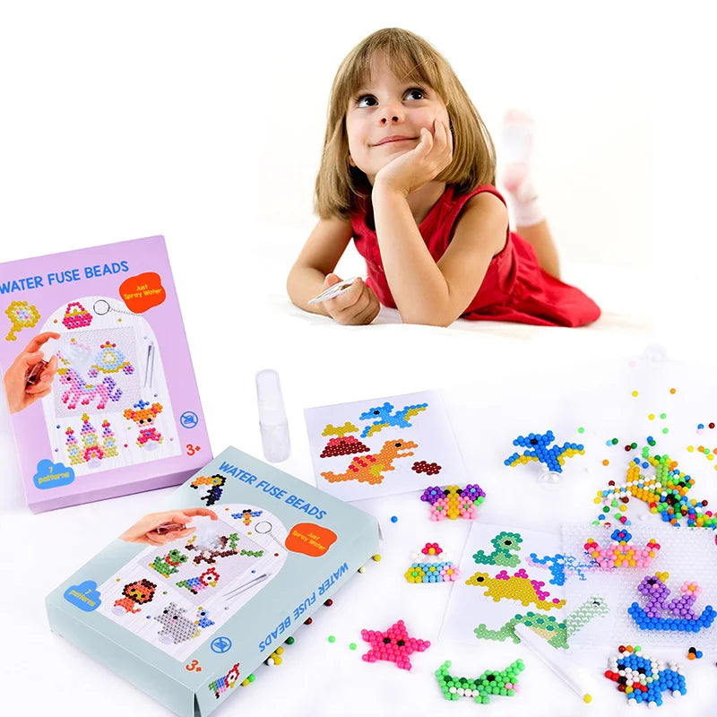 7 Patterns Spraying Water Beads Kit Round Shape Hama Beads Magic Water Sticky Beads for Children DIY Kit