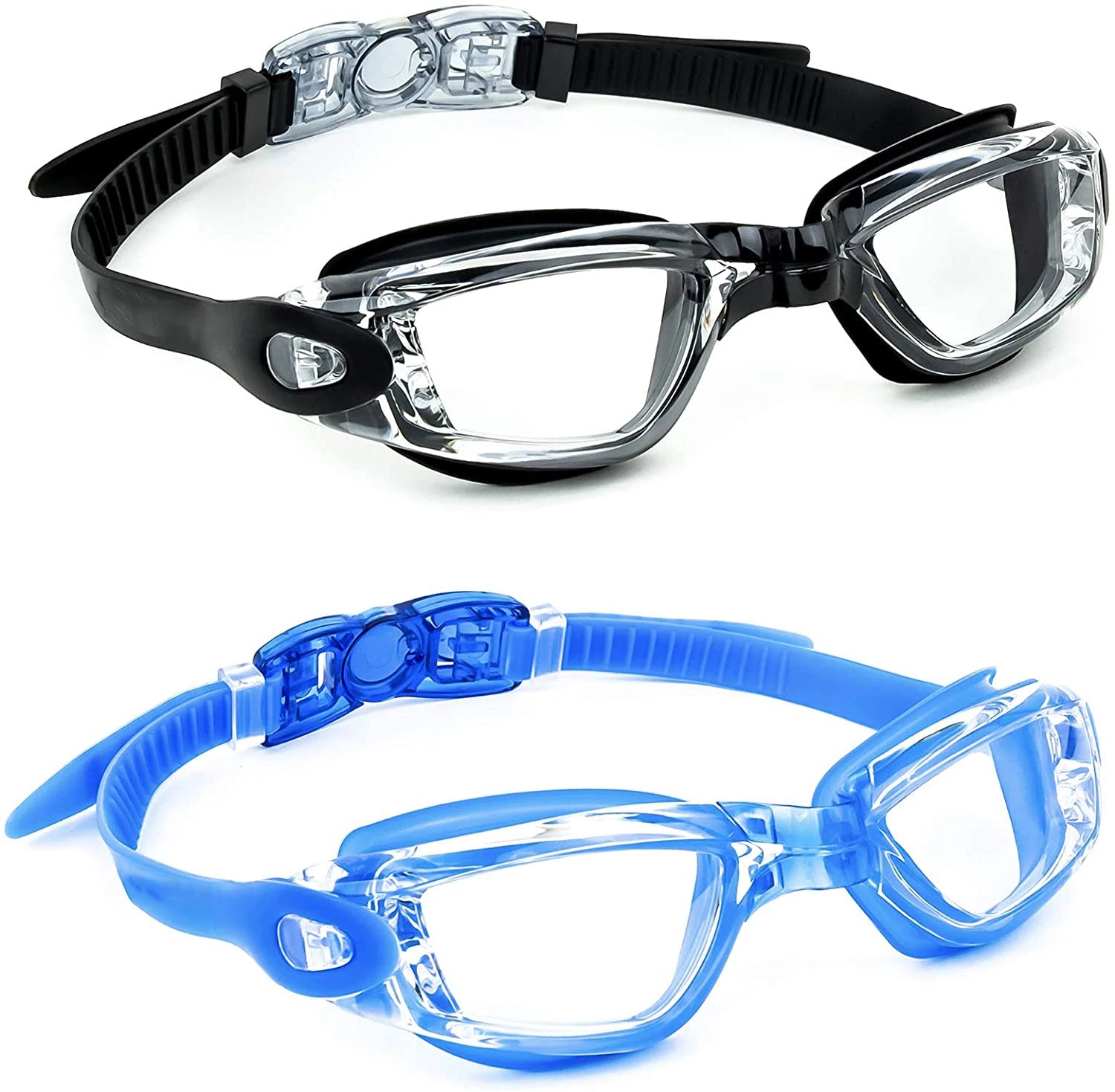GD Ready to Ship Adult Wide View Swimming Goggles with Clear Lens and Anti-Fog Earplug