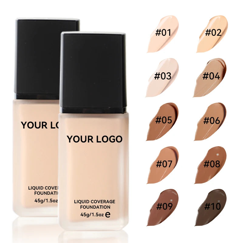 Private Label Custom Logo Oil Control Long Lasting Liquid Foundation Skin Whitening Foundation for Dark Skins