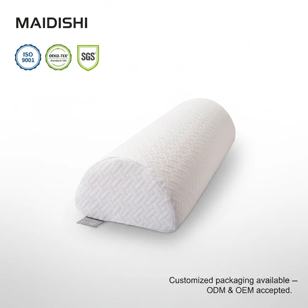 WJ-2038 Memory Foam Half Moon Bolster Pillow-Nursing & Hotel Use Hypoallergenic Removable & Washable