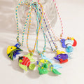 N&S 18K Stainless Steel Fish Pendant Necklace for Women Colorful Glaze Design Cute Style Wire Necklace Perfect Gift
