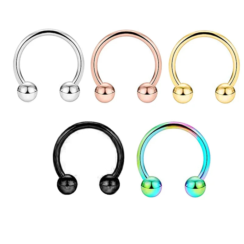 16G Surgical Steel Horseshoe Nose Septum Rings Piercing Jewelry Balls & Spikes Cartilage Helix Tragus Earring Hoop Eyebrow Lip P