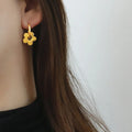 HOVANCI Vintage 18K Gold Plated Stainless Steel Circle Earrings Jewelry Flower Pendant Hoop Earrings for Women