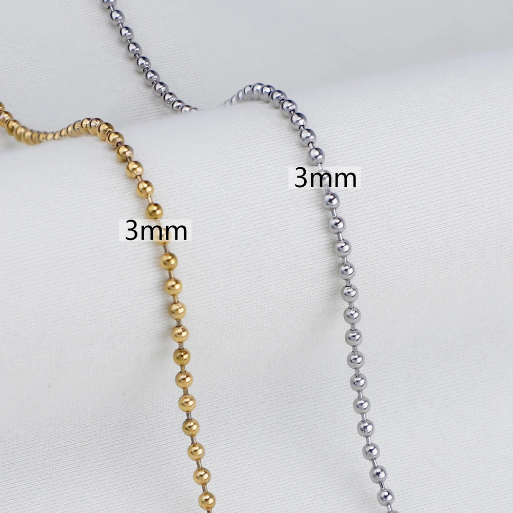 Round Bead Chains Ball Beads Chain Necklace for Custom Necklace Bracelet Jewelry