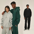 Custom Men Oversize Heavyweight Gsm Boxy Sweat Suit Unisex Cotton Fleece Straight Leg Sweatpants Hoodie Tracksuit Sweatshirt Set