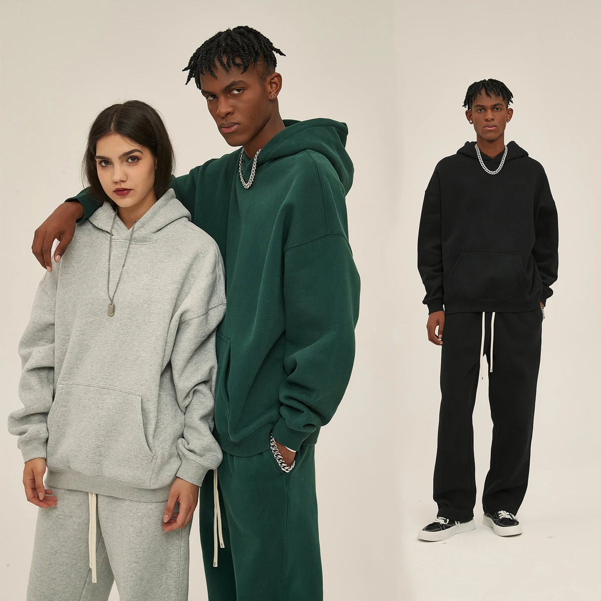 Custom Men Oversize Heavyweight Gsm Boxy Sweat Suit Unisex Cotton Fleece Straight Leg Sweatpants Hoodie Tracksuit Sweatshirt Set